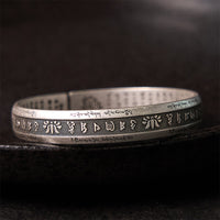 KarmaRipple's Om Mani Padme Hum Heart Sutra Mantra Lotus Peace Meditation Cuff Bracelet Bangle