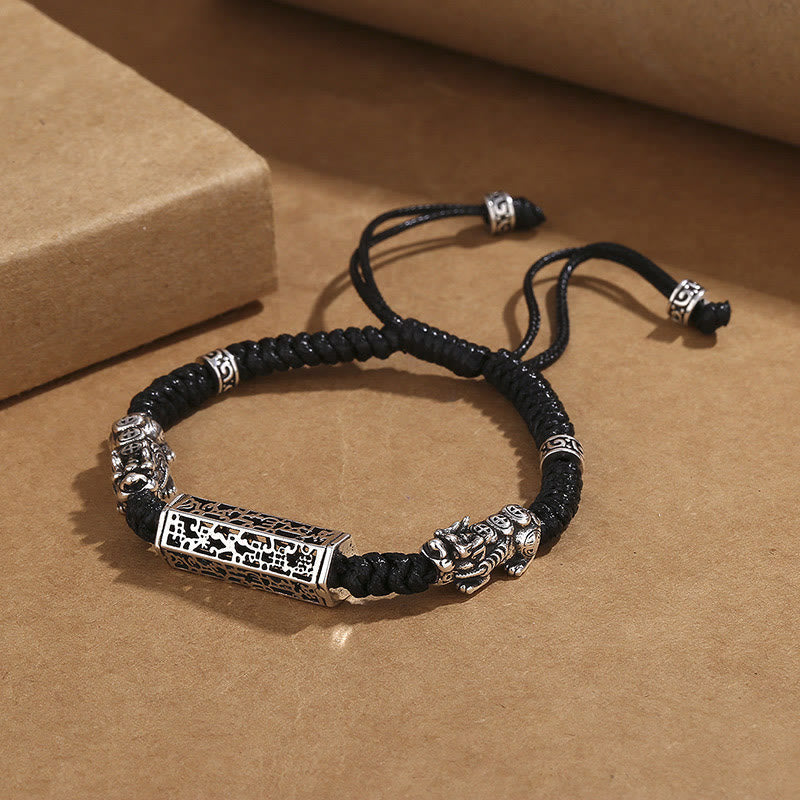 KarmaRipple's Tibetan Black String Bronze Om Mani Padme Hum Pixiu Protection Woven Bracelet p2