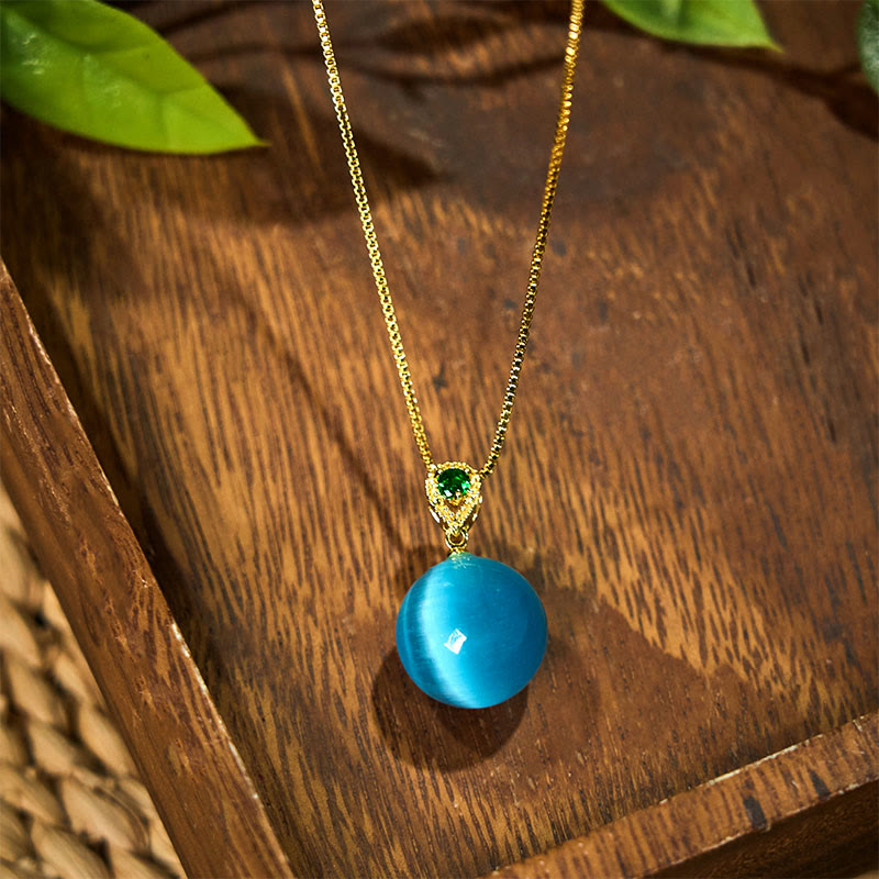 KarmaRipple's Cat's Eye Round Ball Confidence Pendant Necklace p5