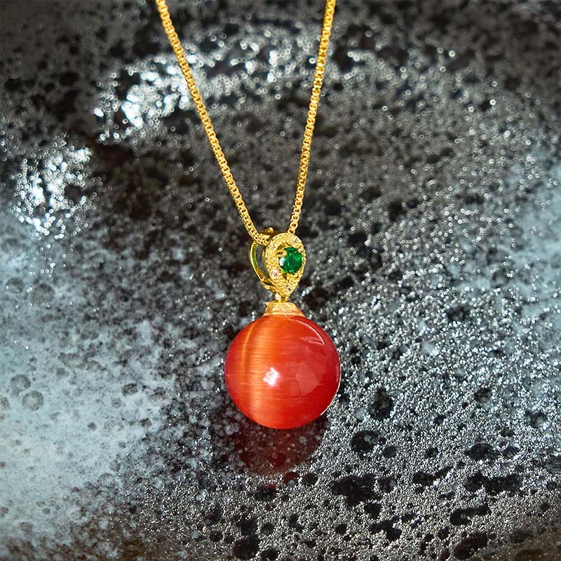 KarmaRipple's Cat's Eye Round Ball Confidence Pendant Necklace p12