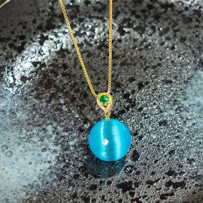 KarmaRipple's Cat's Eye Round Ball Confidence Pendant Necklace p7