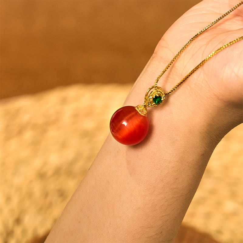 KarmaRipple's Cat's Eye Round Ball Confidence Pendant Necklace p14