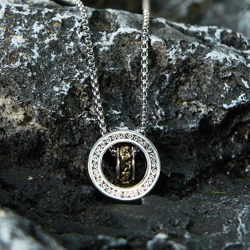 KarmaRipple's Double Ring PiXiu Peace Buckle Wealth Rotatable Pendant Necklace p9