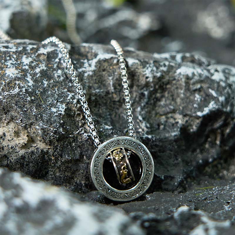 KarmaRipple's Double Ring PiXiu Peace Buckle Wealth Rotatable Pendant Necklace p10