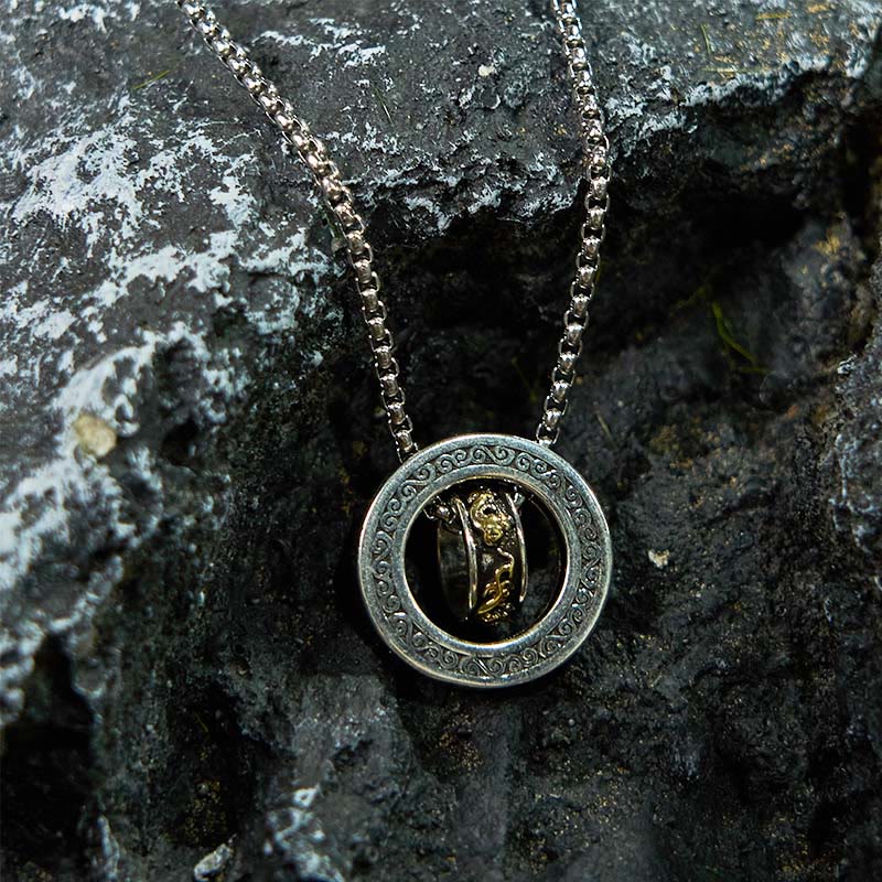 KarmaRipple's Double Ring PiXiu Peace Buckle Wealth Rotatable Pendant Necklace p13