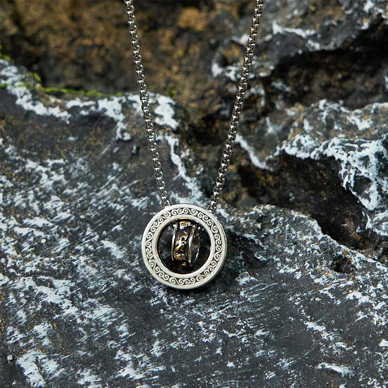 KarmaRipple's Double Ring PiXiu Peace Buckle Wealth Rotatable Pendant Necklace p11