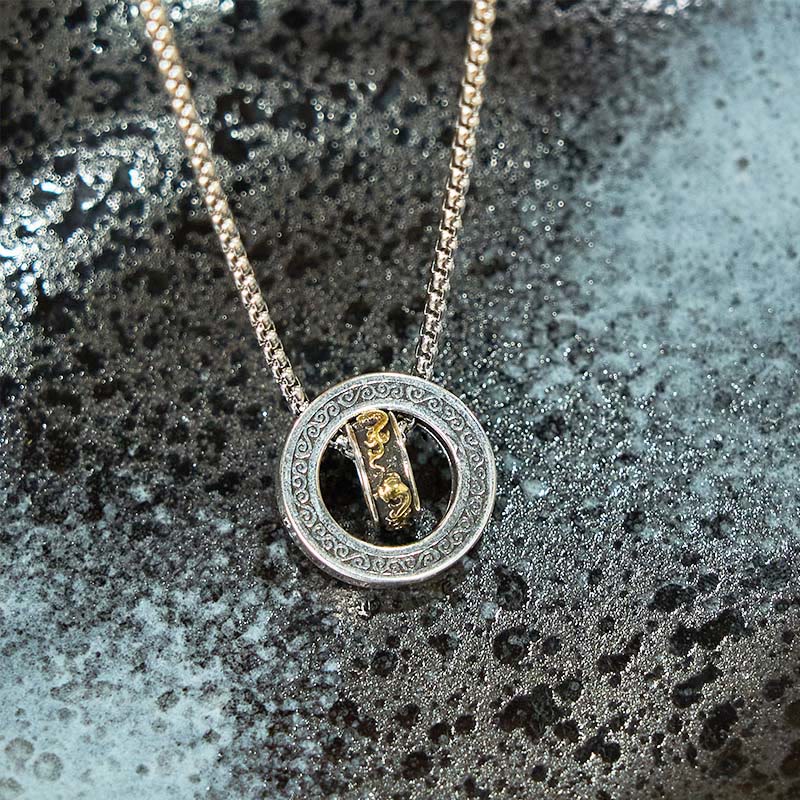 KarmaRipple's Double Ring PiXiu Peace Buckle Wealth Rotatable Pendant Necklace p12