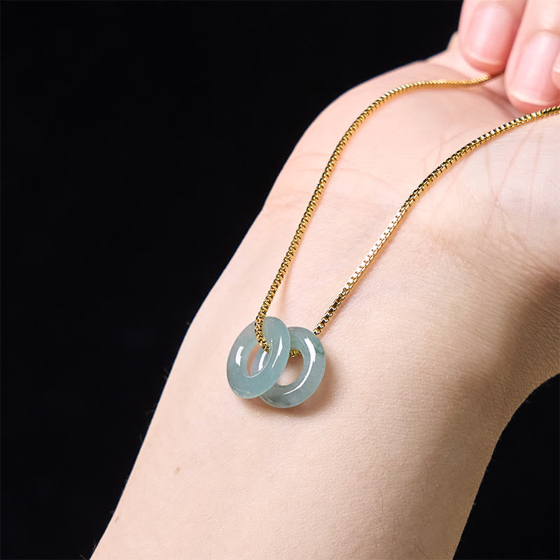 KarmaRipple's Jade Double Peace Buckle Prosperity Pendant Necklace p5