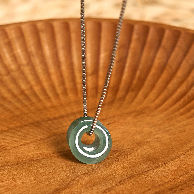 KarmaRipple's Jade Double Peace Buckle Prosperity Pendant Necklace p2