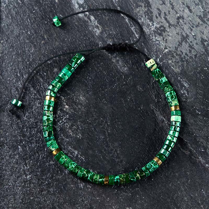 KarmaRipple's Authentic Malachite Spacer Bead Anti-anxiety Bracelet p1