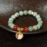 KarmaRipple's Authentic Green Jade Om Mani Padme Hum Cyclone Talisman Fortune Bracelet