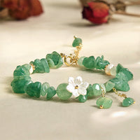 KarmaRipple's Authentic Strawberry Quartz Green Strawberry Quartz Super Seven Gemstone Flower Balancing Bracelet