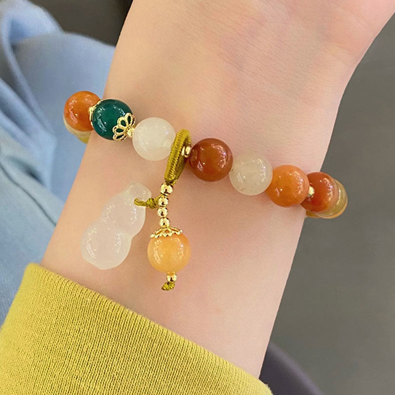 KarmaRipple's Golden Silk Jade Beadwork Gourd Wealth Fortune Bracelet p8