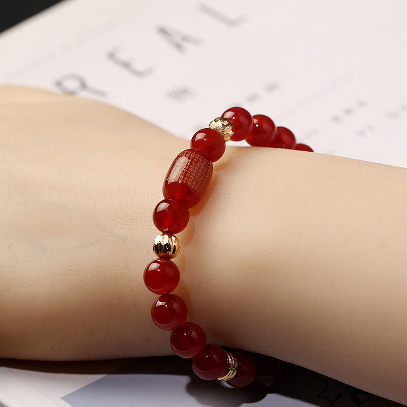 KarmaRipple's Authentic Red Agate Green Agate Buddhist Sutras Calm Bracelet p8