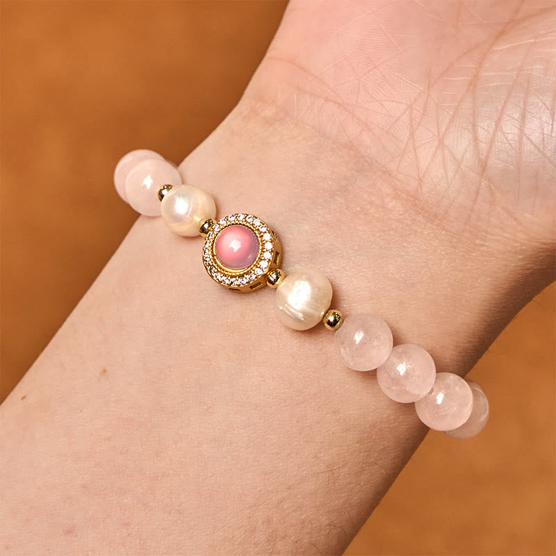 KarmaRipple's Pink Gemstone Pearl Warmth Bracelet p5