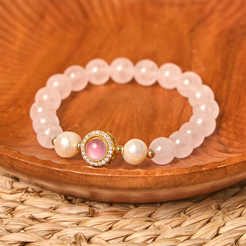 KarmaRipple's Pink Gemstone Pearl Warmth Bracelet p8