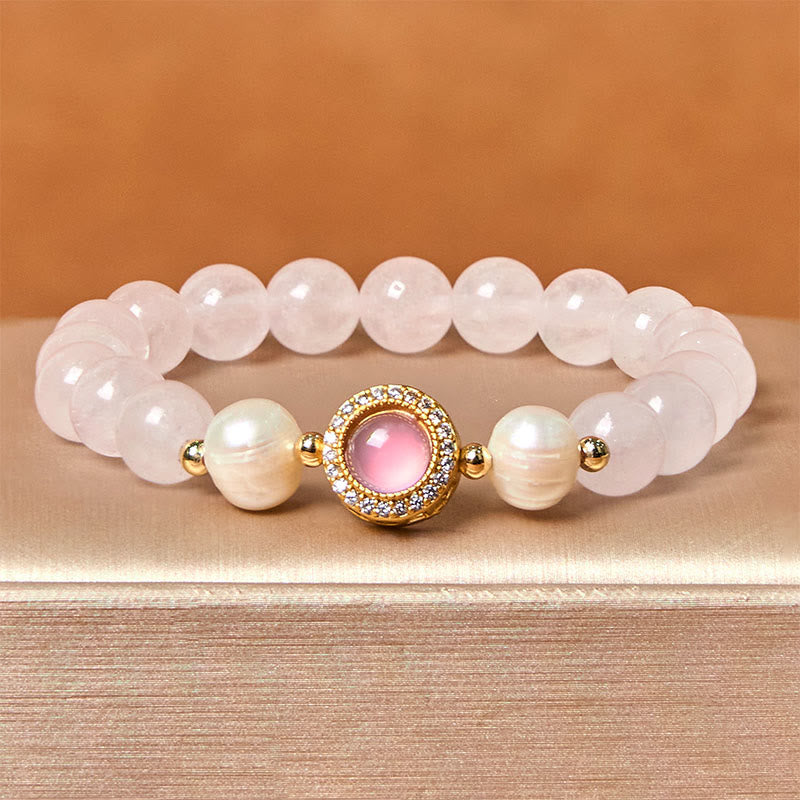 KarmaRipple's Pink Gemstone Pearl Warmth Bracelet p3