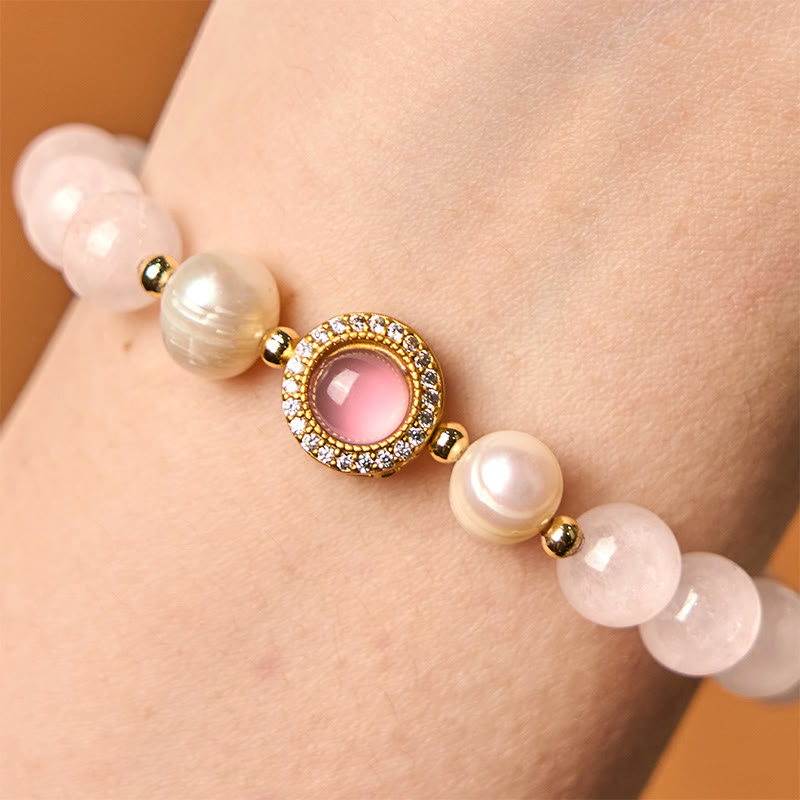 KarmaRipple's Pink Gemstone Pearl Warmth Bracelet p4