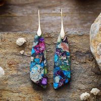 KarmaRipple's Authentic Emperor Stone Geometric Gemstone Anti-Stress Earrings