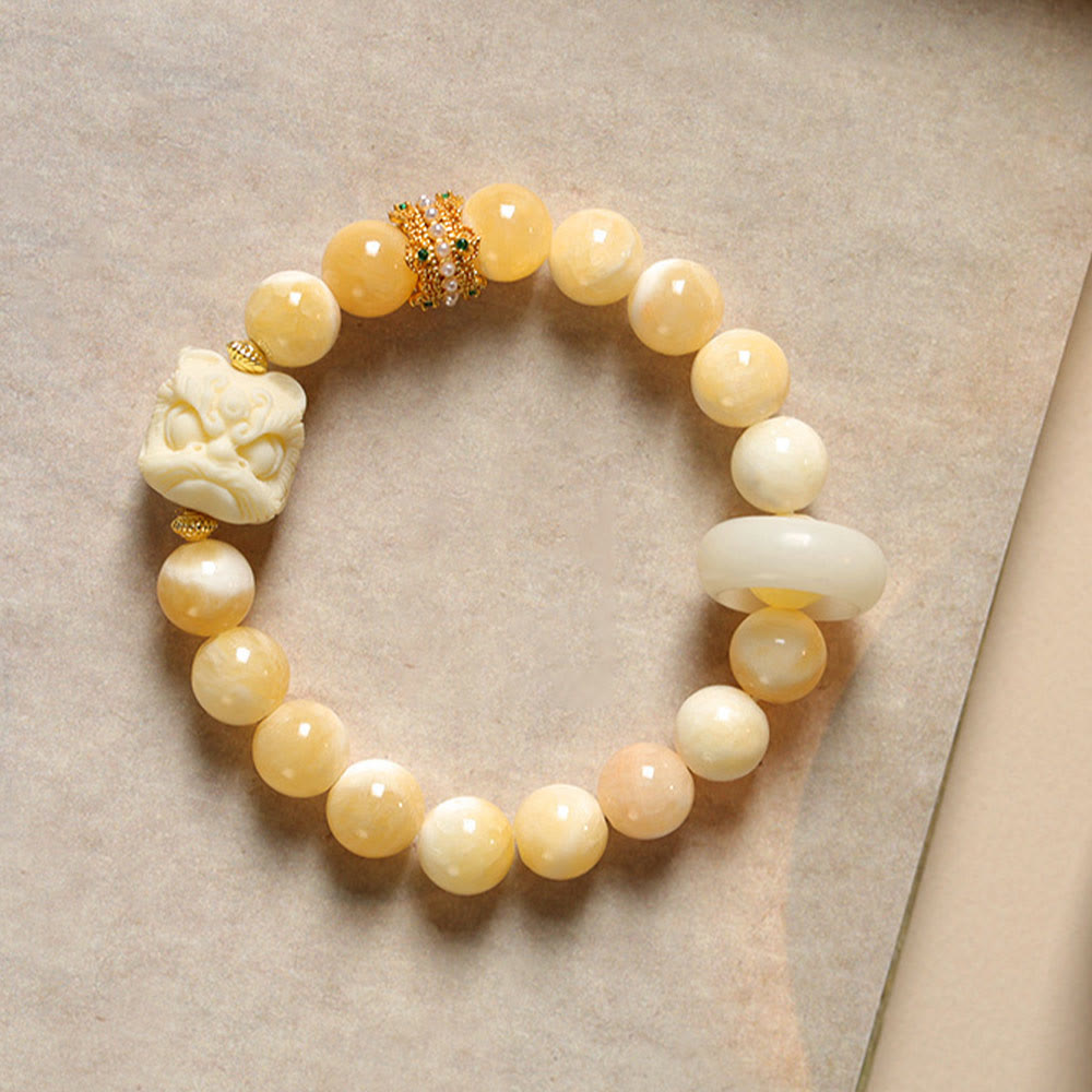 KarmaRipple's Amber Gray Agate Ivory Fruit Confidence Bracelet p1