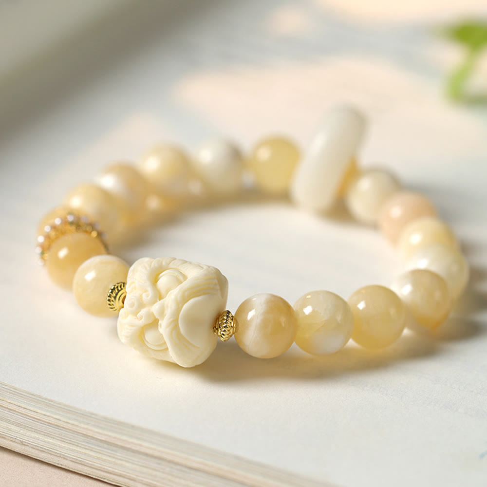 KarmaRipple's Amber Gray Agate Ivory Fruit Confidence Bracelet p3