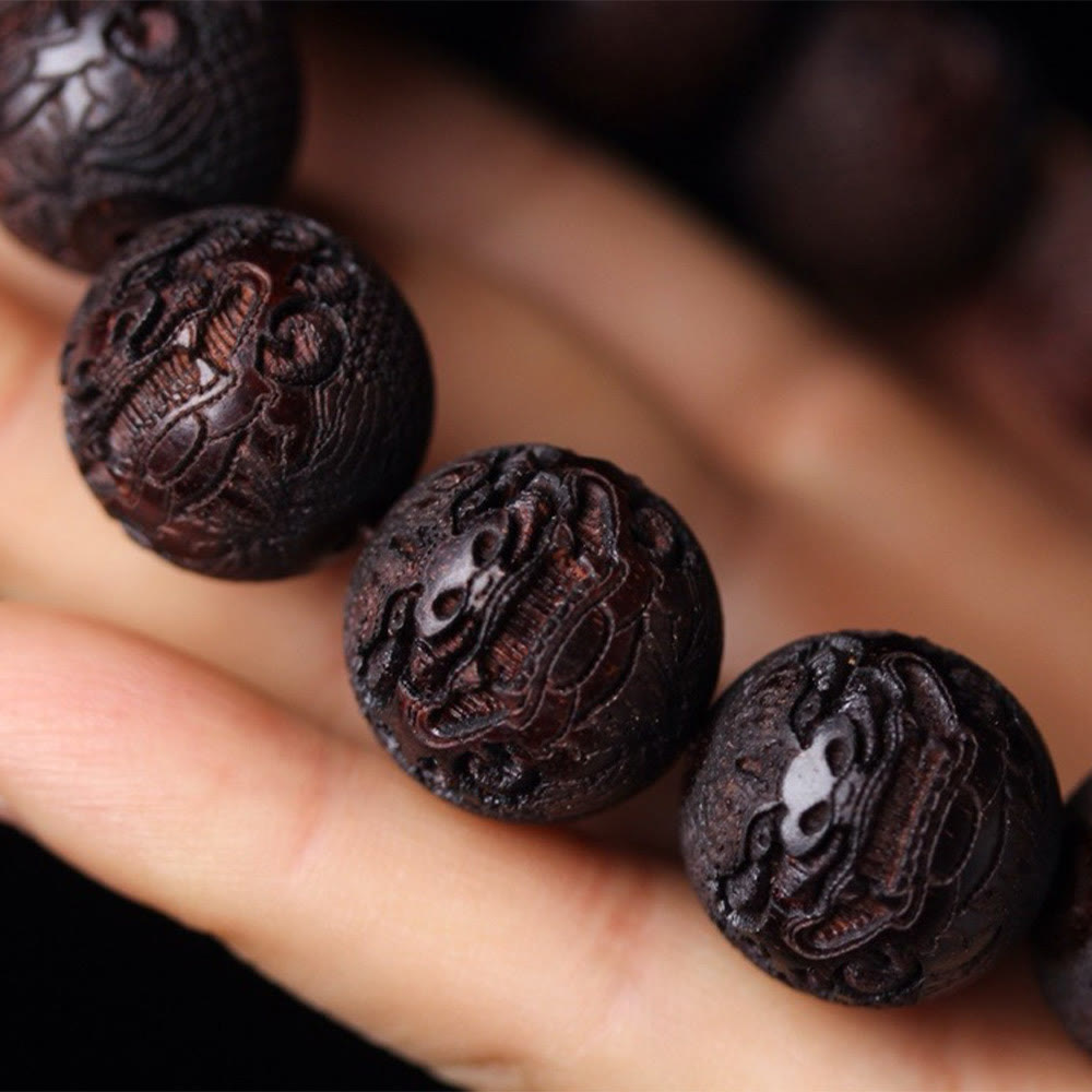 KarmaRipple's Tibetan Rosewood Engraving PiXiu Warmth Bracelet p5