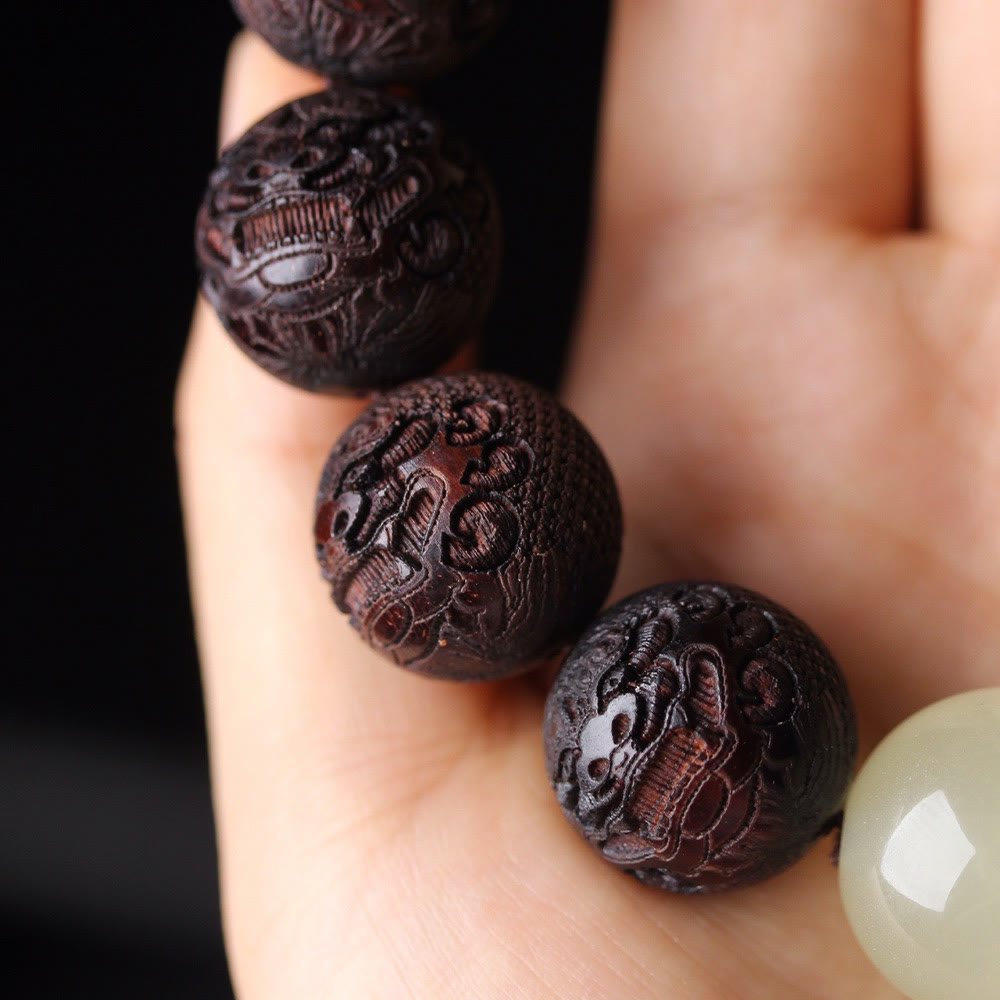 KarmaRipple's Tibetan Rosewood Engraving PiXiu Warmth Bracelet p8