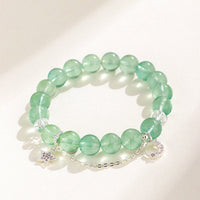 KarmaRipple's Green Fluorite Beadwork Moon Star Peace Bracelet