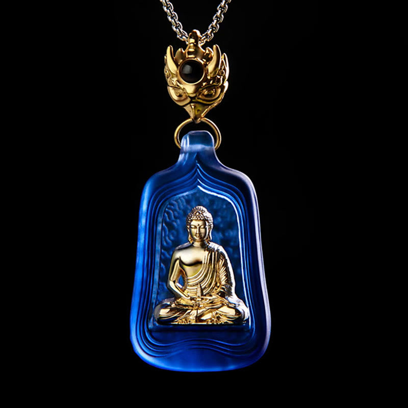KarmaRipple's Tibetan Medicine Buddha Liuli Gemstone Compassion Serenity Pendant Necklace p15