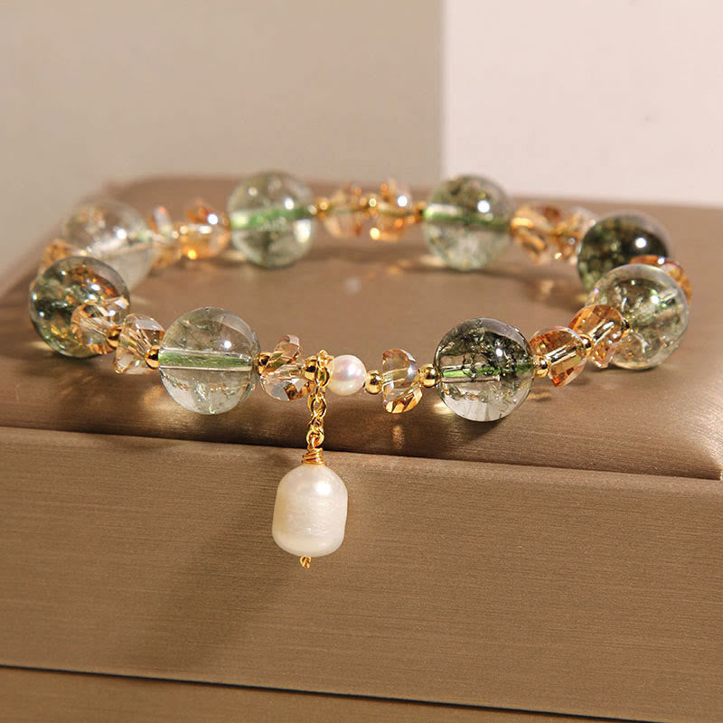 KarmaRipple's Authentic Green Phantom Pearl Gravel Gemstone Stone Confidence Bracelet p6