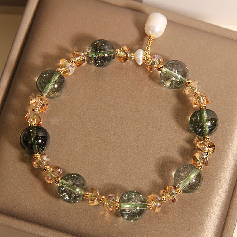 KarmaRipple's Authentic Green Phantom Pearl Gravel Gemstone Stone Confidence Bracelet p4