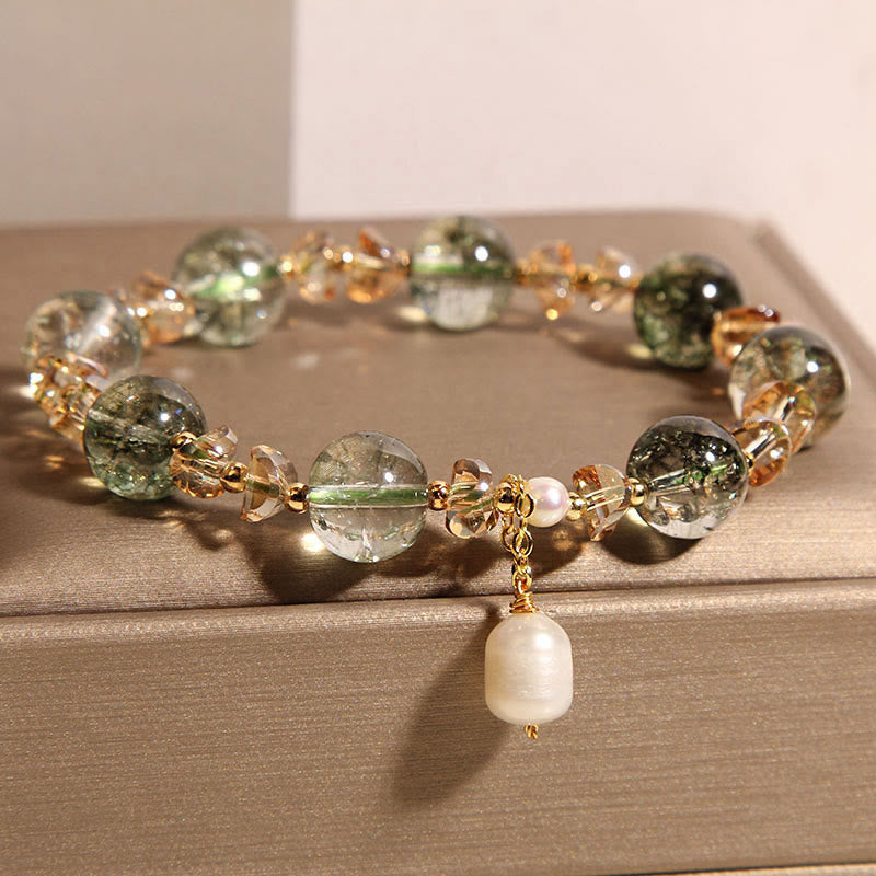 KarmaRipple's Authentic Green Phantom Pearl Gravel Gemstone Stone Confidence Bracelet p5