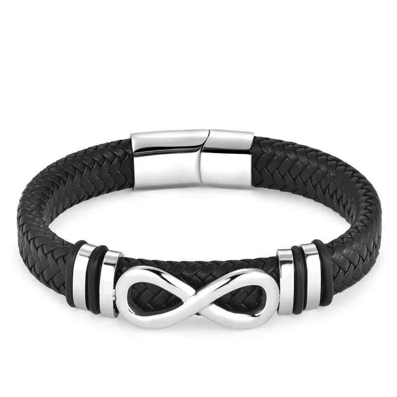 KarmaRipple's Endless Weave Design Titanium Steel Strengthen Woven Leather Buckle Bracelet p6