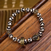 KarmaRipple's Vintage Tibetan Dzi Bead Om Mani Padme Hum Blessings Bracelet