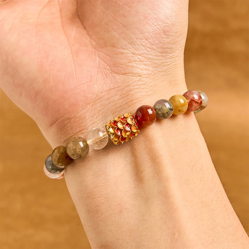KarmaRipple's Authentic Colorful Rutilated Quartz Yin Yang Protection Bracelet p4
