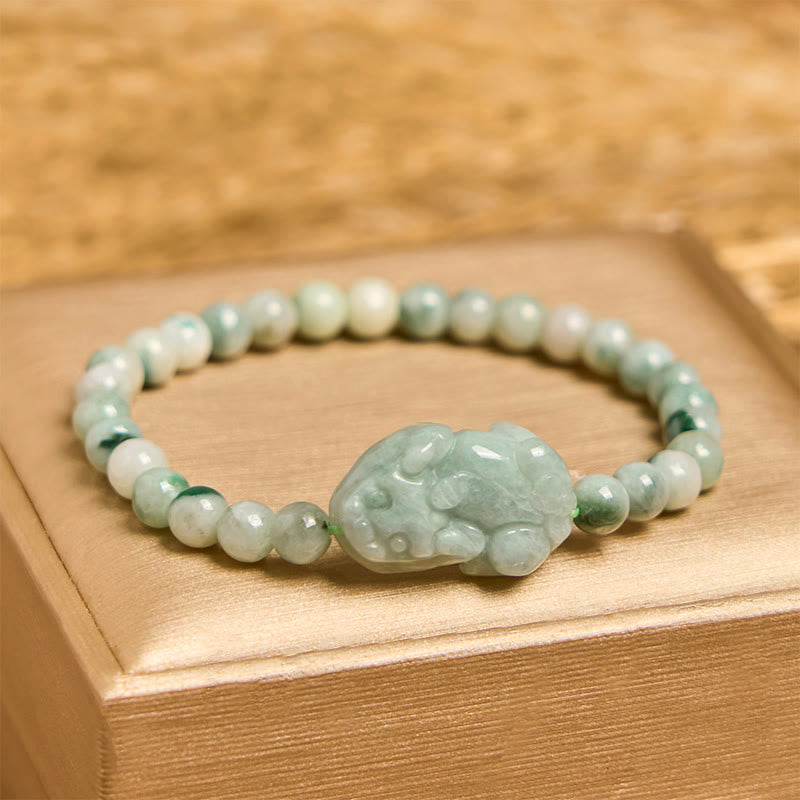 KarmaRipple's Authentic Green Jade PiXiu Carved Fortune Bracelet p1