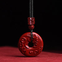KarmaRipple's Authentic Cinnabar Lotus Peace Buckle Blessing Pendant String Necklace