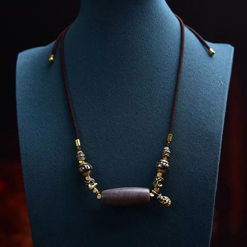 KarmaRipple's Tibet Dzi Bead Om Mani Padme Hum Protection Pendant Necklace p6