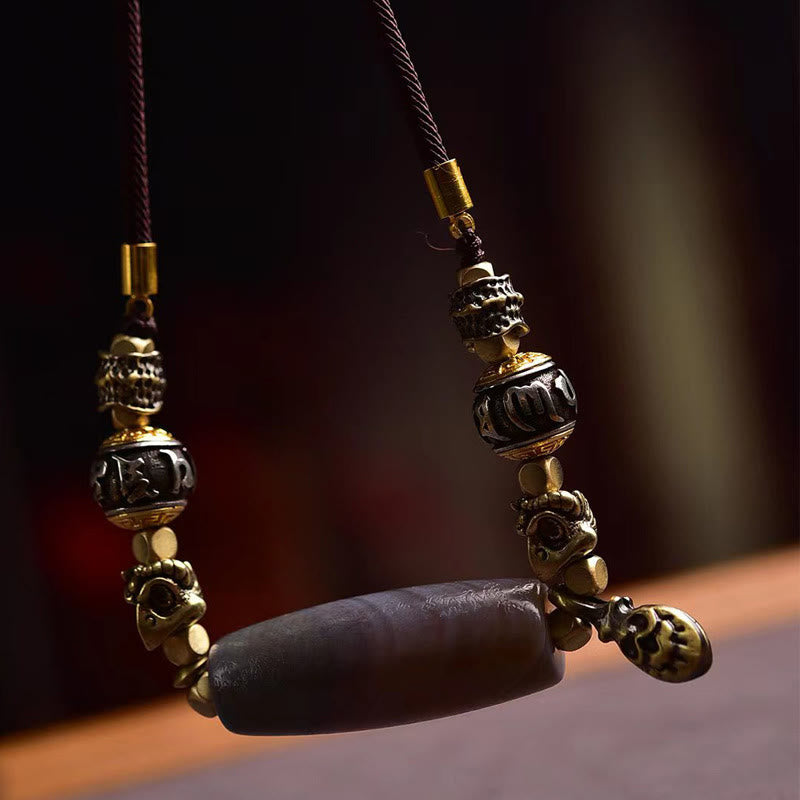 KarmaRipple's Tibet Dzi Bead Om Mani Padme Hum Protection Pendant Necklace p2