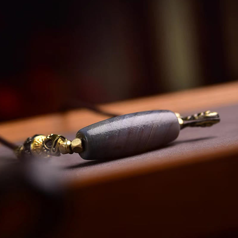 KarmaRipple's Tibet Dzi Bead Om Mani Padme Hum Protection Pendant Necklace p3