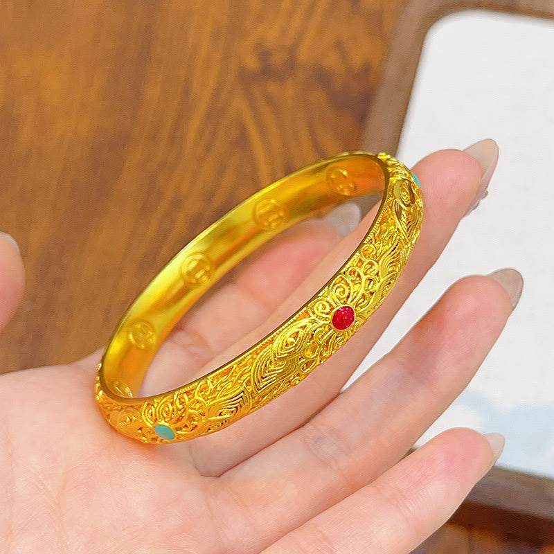 KarmaRipple's Bronze Plated Gold Flowers Leaves Fortune Bracelet Bangle p16