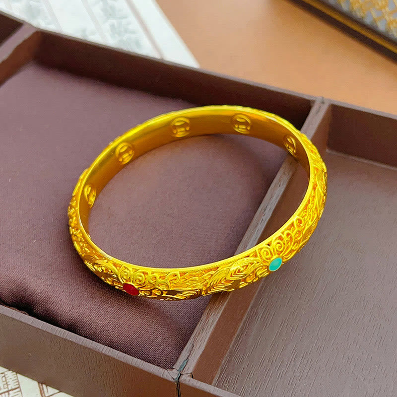 KarmaRipple's Bronze Plated Gold Flowers Leaves Fortune Bracelet Bangle p4