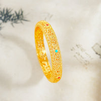 KarmaRipple's Bronze Plated Gold Flowers Vine Pattern Fortune Bracelet Bangle 2.44 IN62 MM)