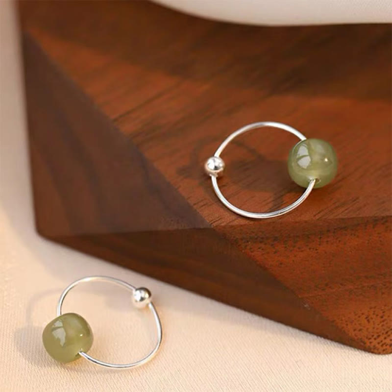 KarmaRipple's 925 Sterling Silver Hetian Jade Bead Fortune Earrings p17