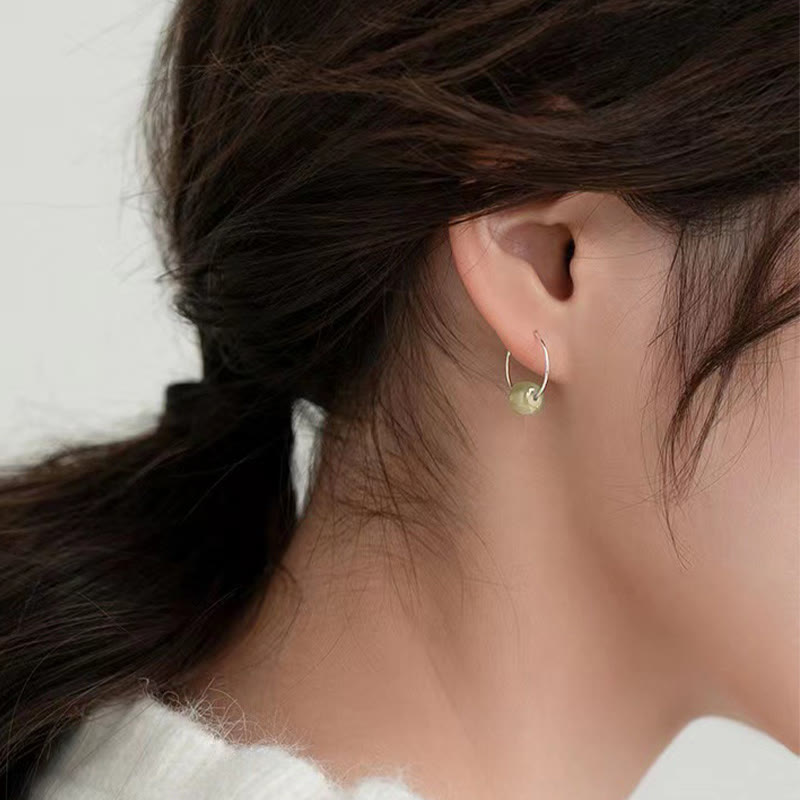 KarmaRipple's 925 Sterling Silver Hetian Jade Bead Fortune Earrings p11