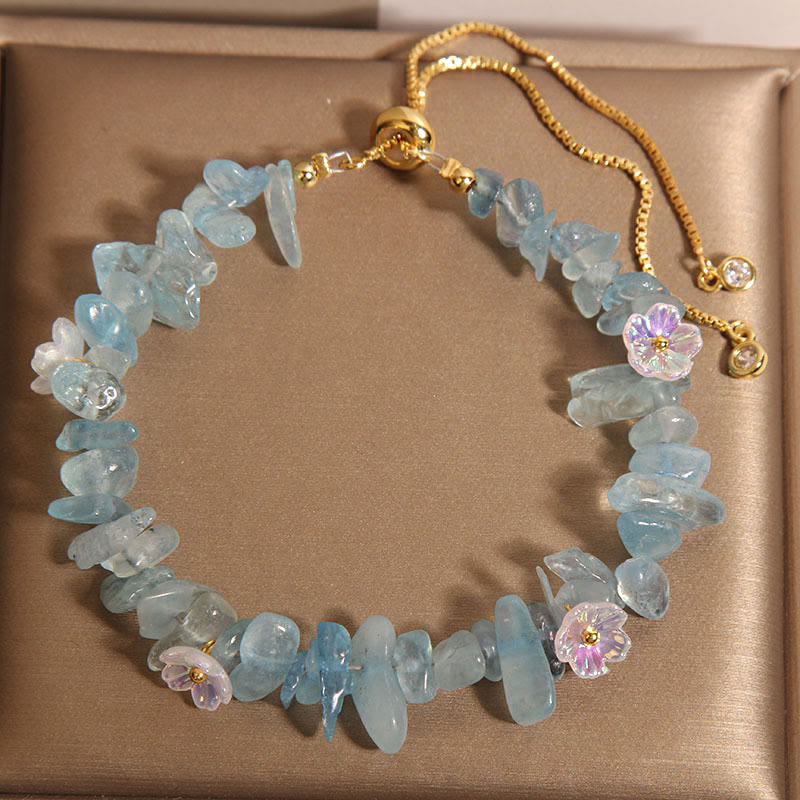 KarmaRipple's Various Gravel Crystals Ivory Gemstone Blue Gemstone Protection Bracelet p5