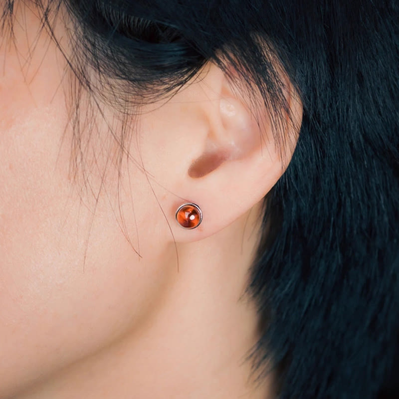 KarmaRipple's 925 Sterling Silver Garnet Protection Earrings p8