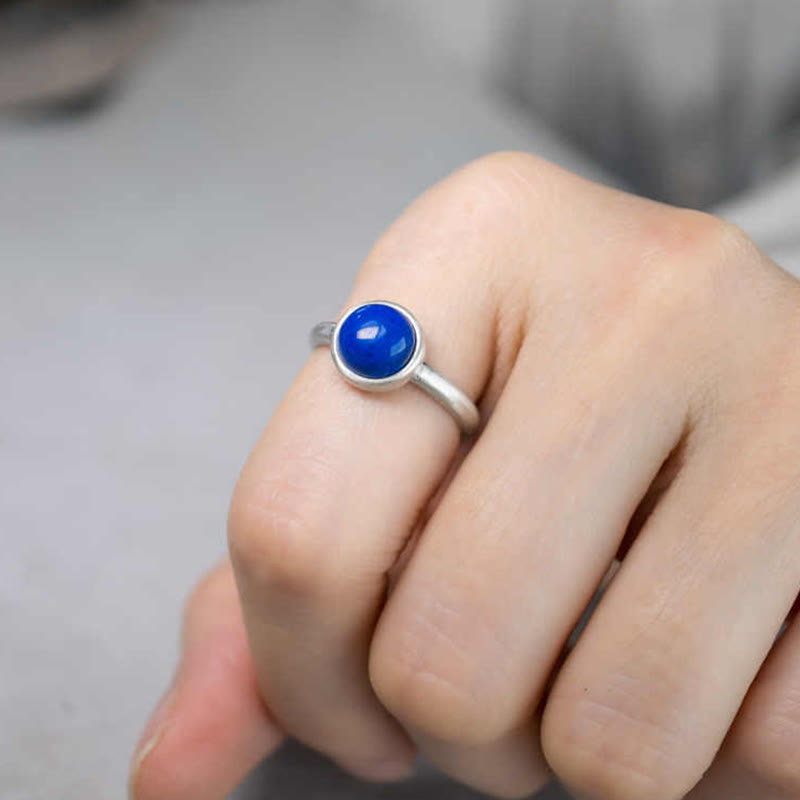 KarmaRipple's Authentic 925 Sterling Silver Lazurite Turquoise?Adjustable Balance Ring p6