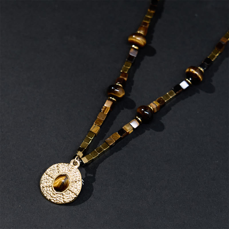 KarmaRipple's Authentic Tiger Eye Square Protection Titanium Steel Pendant Necklace p2