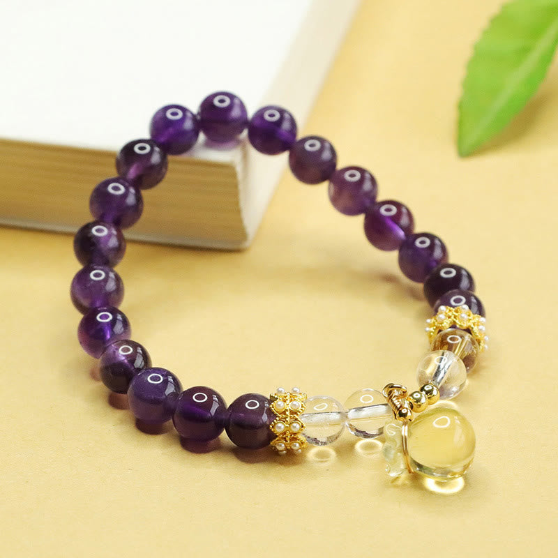 KarmaRipple's Authentic Amethyst Citrine Money Bag Balance Bracelet p5